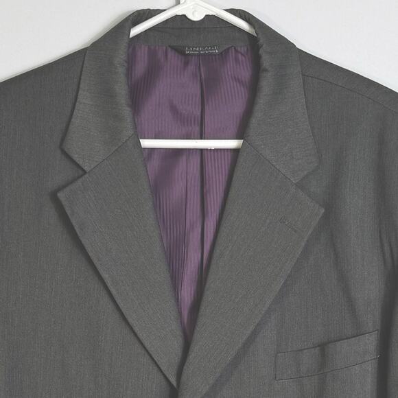 Lineage Men 2 Piece Gray Suit 46R Blazer Jacket Pants 40W Poly Rayon Purple Line - Picture 6 of 16